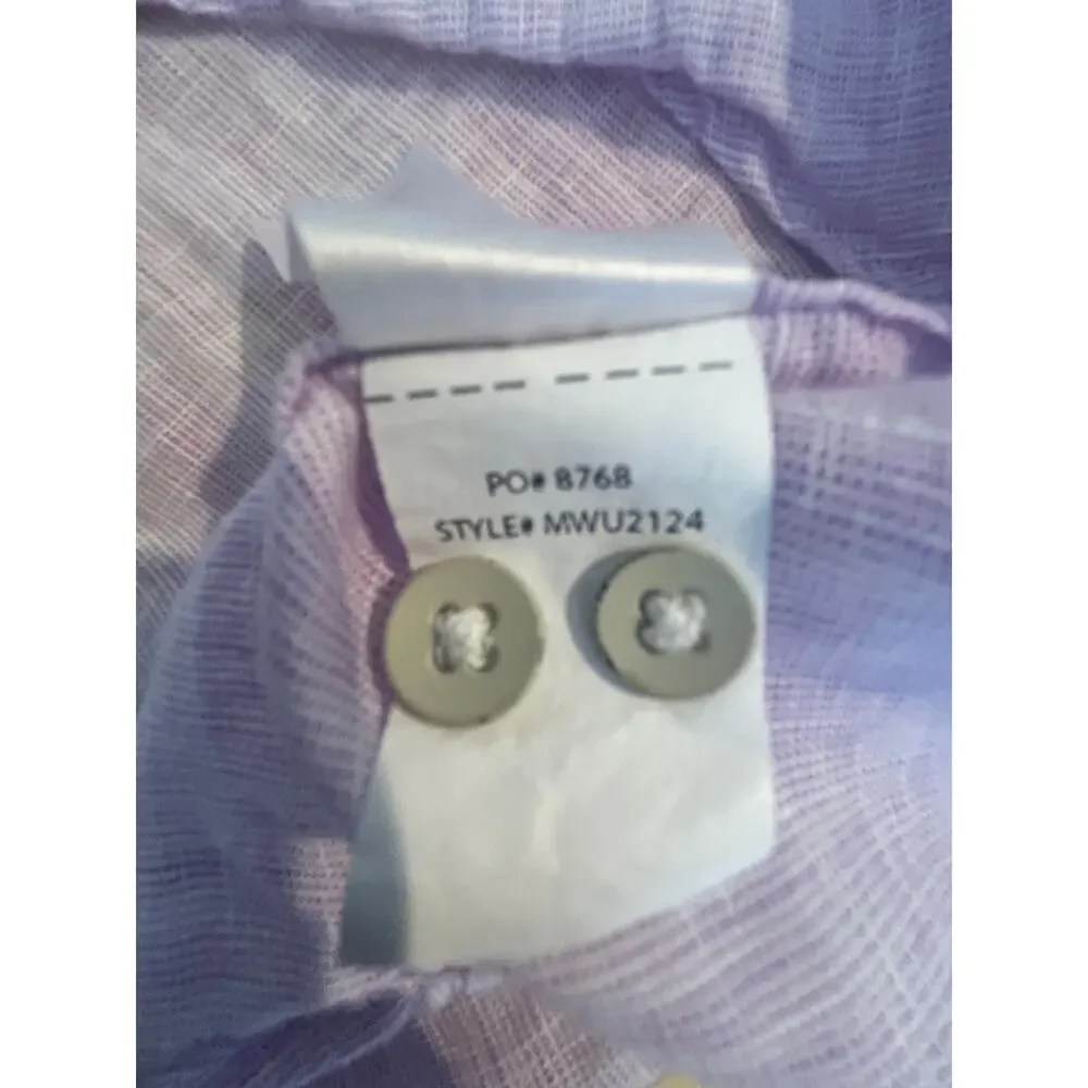 Faherty Laguna Linen Shirt XS Lavender Melange Button Up Coastal Chic Top Shirt - Picture 6 of 7